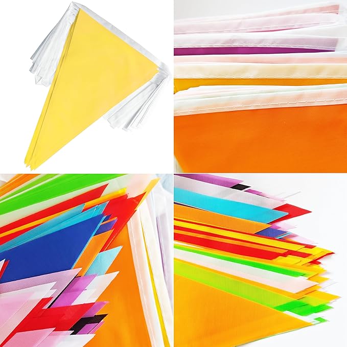 100 Feet Yellow Pennant Banner Flags, 60 Pcs DIY Flag for Birthday, Party, Shops, Outdoor and Indoor Decorations, Festival Celebration (Yellow)