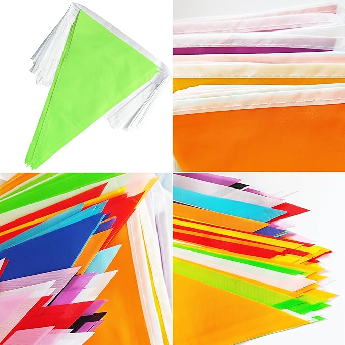 100 Feet Green Pennant Banner Flags, 60 Pcs DIY Flag for Birthday, Party, Shops, Outdoor and Indoor Decorations, Festival Celebration (Green)