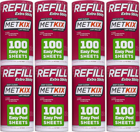 Metkix Refill for Metkix Lint Rollers 8 Pack (Total 800 Sheets)