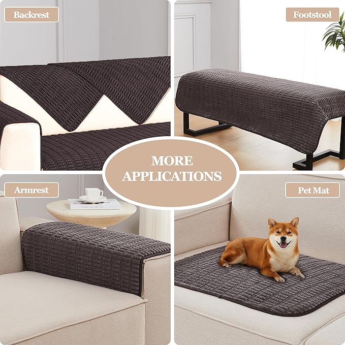 Meider Sofa Armrest Cover Couch Arm Cover Armchair Covers, 2pcs Anti-Slip Couch Arm Protectors Sofa Arm Covers (Coffee, 18x22x2pcs)