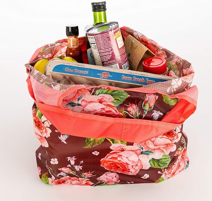 O-WITZ Reusable Grocery Bags | Vibrant Tote Bag For Groceries, Gym, Office, Beach, Toys & More | Washable Design With Large Handles For Maximum Convenience | Folds Into A Small Pouch, Vintage Red