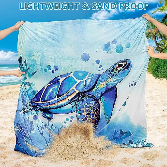 AISPARKY Beach Blanket Waterproof Sandproof Extra Large Beach Mat 79" X 83"/120"x108" for 2-8 Adults Quick Drying Durable Outdoor Picnic Mat for Travel, Camping, Hiking