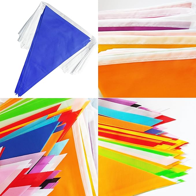 100 Feet Dark blue Pennant Banner Flags, 60 Pcs DIY Flag for Birthday, Party, Shops, Outdoor and Indoor Decorations, Festival Celebration (Dark blue)