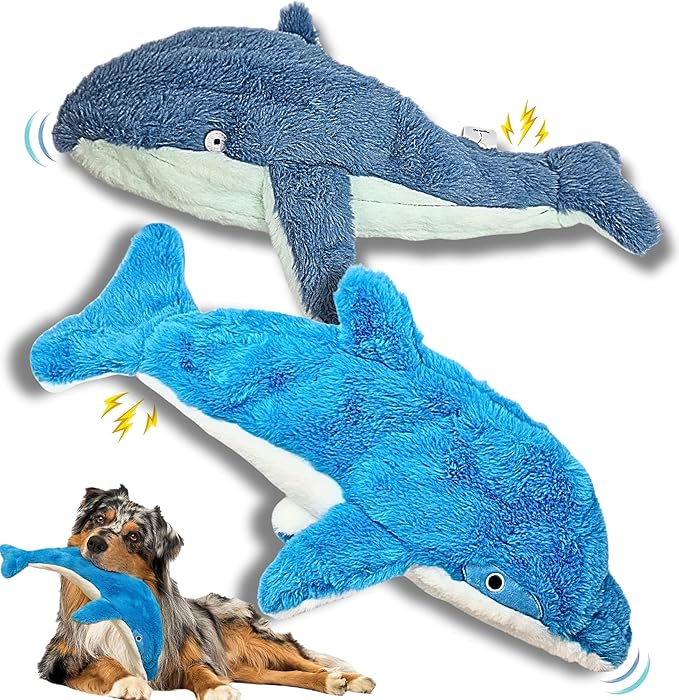 Crinkle Dog Toy – No stuffing Squeaky Dog Toy for Small, Medium & Large Breeds, Interactive Tough toy set - Ideal for Chewing, Teething & Fetch, Durable Pet-Safe Materials - Soft Blue Plush, Large