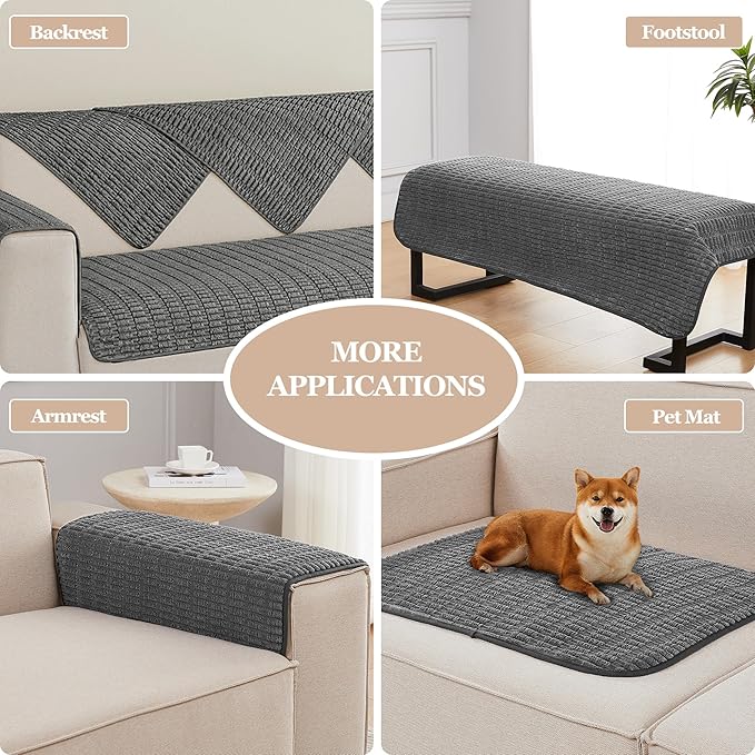 Meider Sofa Armrest Cover Couch Arm Cover Arm Covers for Chair, Anti-Slip Couch Arm Protectors Sofa Arm Rest Covers (Dark Grey, 18x22x2pcs)