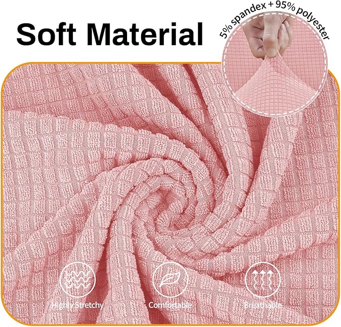 Asnomy Sofa Covers for 2 Cushion Couch Stretch loveseat Covers Slipcovers, Pet Protector Furniture Covers for Dogs Cats Spandex Jacquard Fabric Small Checks （Medium，Pink）