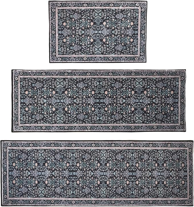Kitchen Rug Set 3Pcs, Boho Rug Sets Non Slip Washable for Floor Thick Farmhouse Kitchen Decor Runner Rugs for Kitchen, Entryway，Laundry, Hallways 20''x32''+20''x48''+20''x59