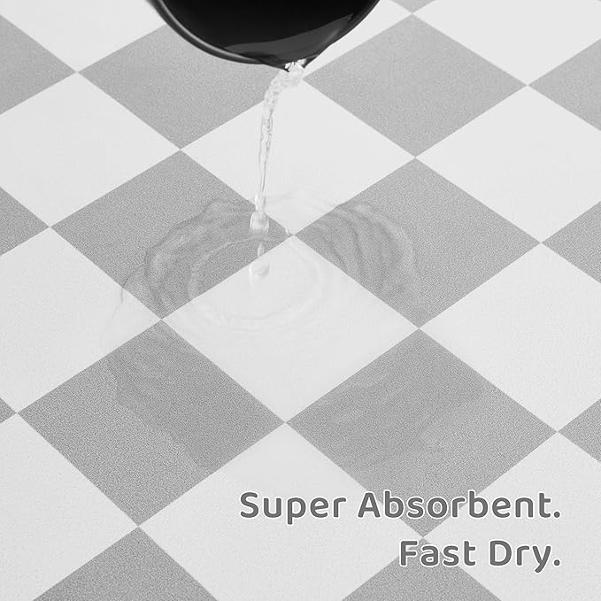Checkered Dog Feeding Mat, Absorbent Mats for Dog Food and Water Bowl, Dispenser, Feeder, Retro Aesthetic Grey Checkerboard Pet Placemat for Dogs, Cats, Puppy Accessories, 16" X 24”