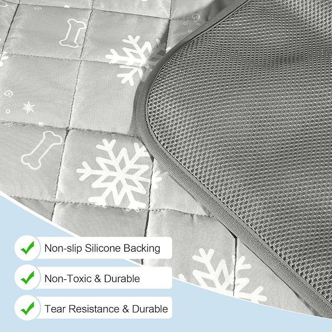 RIOGOO Dog Cooling Mat, Dog Blanket Washable, Cool Fabric & Internal Waterproof Cooling Pad (Grey, Medium (28X20 inch))