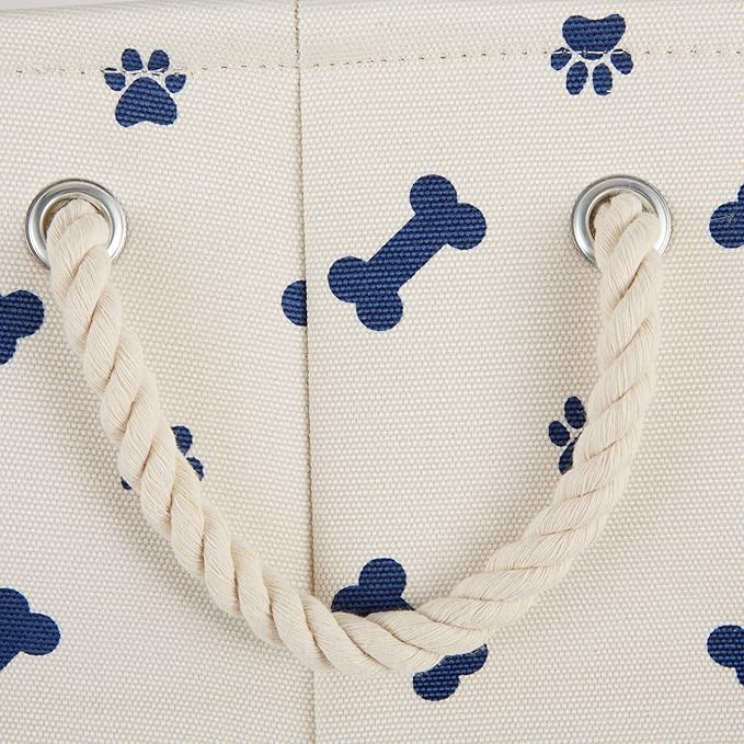 Bone Dry 5511 Pet Storage Collection Paw and Bone Print, Medium Round, Nautical Blue