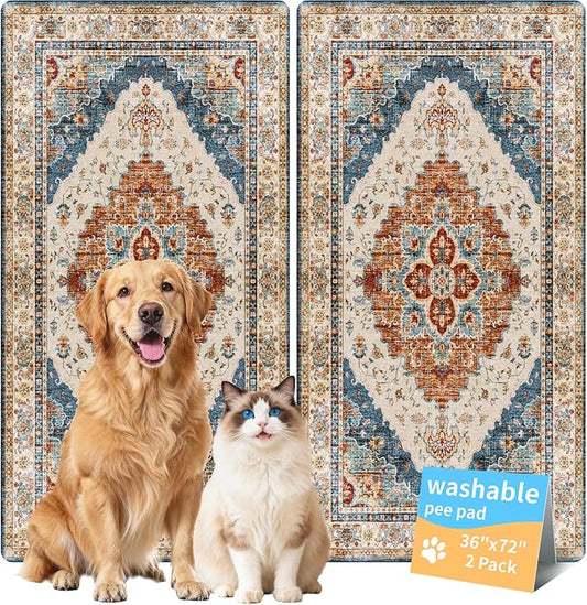 Dog Pee Pads Training Pads Upgrade Triple Thickness All-Purpose Super Absorbent & Leak-Proof, Quick Dry and Leak-Proof and Odor Control (Brick/Blue, 36" x72"x2PCS)