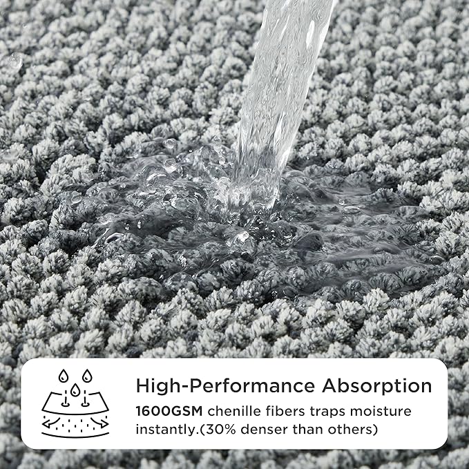 Bedsure Dog Door Mat for Muddy Paws, High-Low Absorbent Chenille Indoor Entrance Mud Dirt Trapper Soak-Stopper, Machine Washable Non-Slip Entryway Rug for Pets, 59"x35" Grey