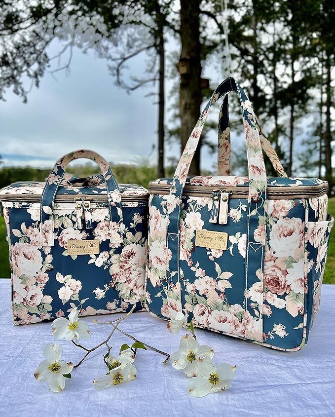 Kwang Min Insulated Insulated Cooler Bag,Reusable Large Lunch Bag for Women, Great for Outdoors,Camping,Party,Premium Quality,Adjustable Strap,Foldable
