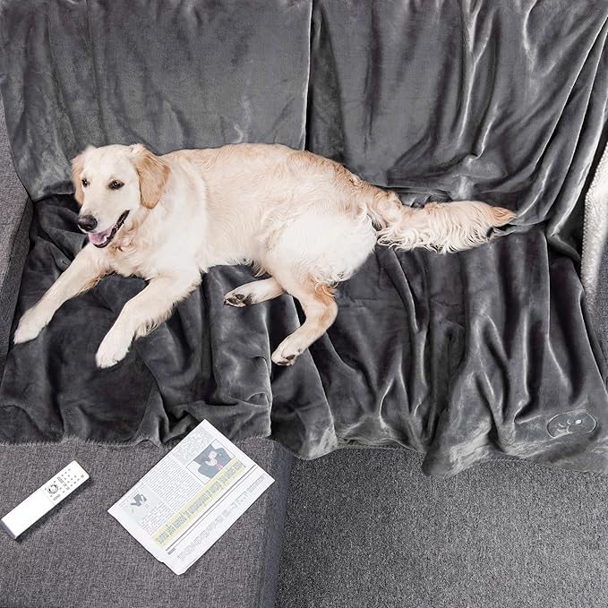 PETMAKER Dog Blanket - 80x100in Reversible Sherpa Blanket - Throw Blankets for Bed, Couch, Crate, or Car - Machine Washable Puppy Essentials (Gray)