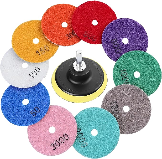 OCR Diamond Polishing Pad 4 Inch Wet Polishing Wheel Set for Granite Concrete Stone Ceramic