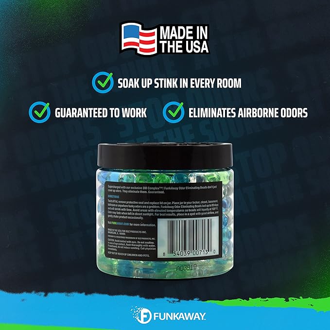 FunkAway Supercharged Odor Absorbing Beads, 12 oz., Eliminate Smoke, Pet and Bathroom Odors for Long-Lasting Results (Pack of 2)