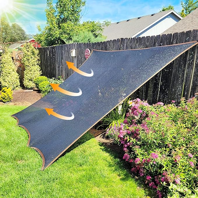 QLOFEI 60-70% Shade Cloth with Grommets, Sunblock Shade Sail Mesh Tarp for Plant Greenhouse, Easy to Hang Shade Cloth for Patio Kennel Chicken Coop Lawn Garden Shade Neting Cover, 10x24 FT