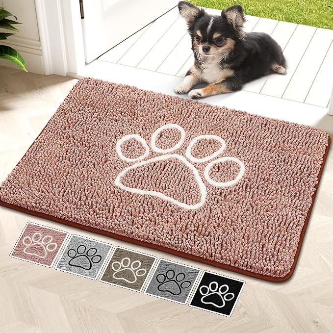 Bcoimo Super Absorbent Dog Door Mat, 30"*20" Anti Slip Mat for Muddy Paws, Pet Rugs for Dirty Paws Washable That Absorbs Moisture and Dirt, for Dog Cage and Pet Resting Carpet