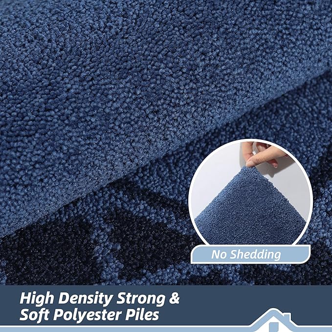 BEQHAUSE Door Mat Dirt Trapper Non Slip Entryway Rugs Absorbent Welcome Mat Low Profile Washable Front Door Mat for Muddy Paws,Entrance,Hallway, 24" x 36",Navy Blue