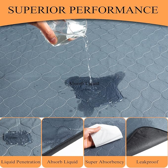 Washable Pee Pads for Dogs 41" x 41", 5 Pack, Reusable Puppy Pads, Dog Training Pads with Quick Dry, Large Anti-Slip Whelping Pad for Pet, Playpen, Incontinence, Housebreaking