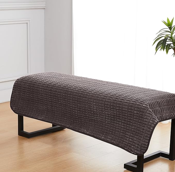 Meider Couch Covers Ottoman Covers, 32x52 inch Anti-Slip Washable Corduroy Stool Furniture Protector (Coffee)