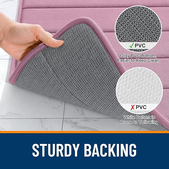 OLANLY Memory Foam Bath Mat 44x32, Super Soft Absorbent Bathroom Rugs, Quick Dry, Machine Washable Shower Floor Rugs, Bathmat Carpet, Bathroom Home Decor Accessories, Deep Plum