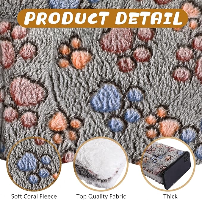 4 Pack Ultra Soft Dog Cat Bed Mat with Cute Prints Reversible Fleece Dog Crate Kennel Pad Cozy Washable Thickened Hamster Guinea Pig Pet Bed Mat for Small Animals(23 x 18 Inches,Gray)