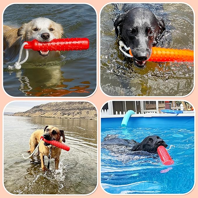 Dog Float Toy - Interactive Training Bumper & Fetching Retrieving Dog Water Toys Dummy Outdoor - Lightweight for Float on the Water Pool Fetch Rope Dog Toys for Small, Medium, Large Dogs