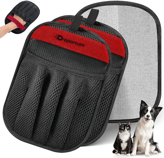 Upgraded Pet Hair Removal Gloves for Cats & Dogs, Five-Finger Electrostatic Reusable Magic Brush for Effortless Pet Hair Remover Tool on Carpet, Clothing, Laundry, Couch, Car Seat (2PCs Black)