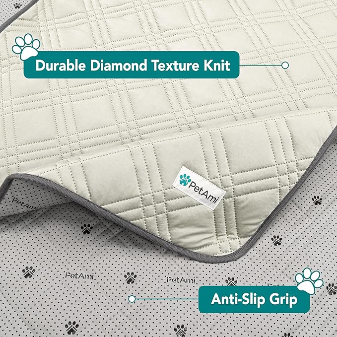 PetAmi Waterproof Cooling Mat for Dog, Premium Pet Cooling Blanket for Bed Crate, Anti Slip Indoor Dog Cool Pad for Sleeping, Q-MAX Small Medium Sofa Couch Cover Mat for Cat, Beige, 29x40