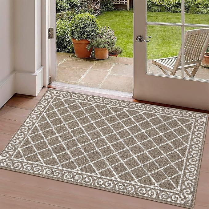 HEBE Indoor Door Mat 32"x48" Non Slip Front Door Welcome Mats Washable Shoe Mats Dirt Trapper for Entryway Low Profile Kitchen Carpet for Entrance Hallways Entrance Mat for Dogs