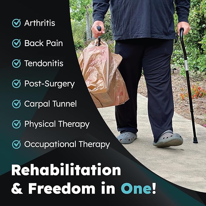 Grocery Bag Carrier (2 Pack) - Invented by Board Certified Orthotist – Ergonomic Lightweight Design - Also a Rehab & Recovery Aid, Carpal Tunnel, Arthritis, Weak Hands – All Ages (Light Pink)