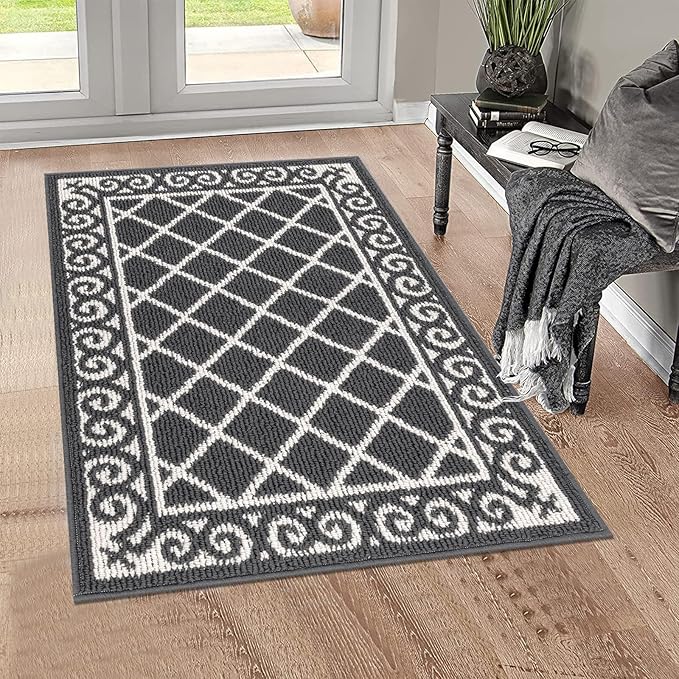 HEBE Indoor Door Mat 24''x36'' Non Slip Front Door Welcome Mats Washable Shoe Mats Dirt Trapper for Entryway Low Profile Kitchen Carpet for Entrance Hallways Entrance Mat for Dogs