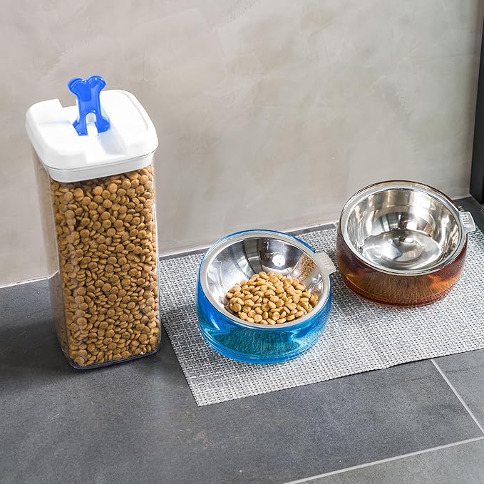 Felli Pet Oblik Anti Whisker Fatigue & Regurgitation Raised Cat Food Water Bowl, Tilted Stainless Steel Shallow Dish Dishwasher Easy Clean, Elevated Dry Wet Metal Feeder Slanted Plate (0.5Cups, Gold)