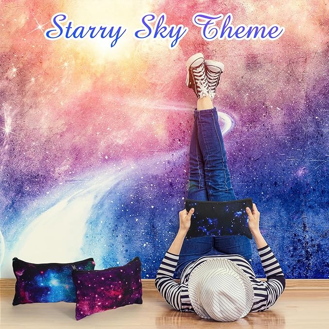 Reginary 20 Pieces Starry Sky Cosmetic Bag for Women Cute Star Roomy Makeup Bags with Zipper Starry Sky Toiletry Bag Pouch Travel Accessory Organizer Gifts, 7 x 4.3 Inches