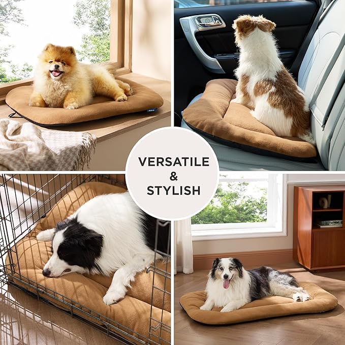 Bedsure Washable Dog Crate Pad for Extra Large Dogs, Anti-Slip Puppy Kennel Dog Bed for Crate - Ultra Soft Fleece Flat Thin Pet Mat (Not Chew Proof), Brown XXL 47"x29"