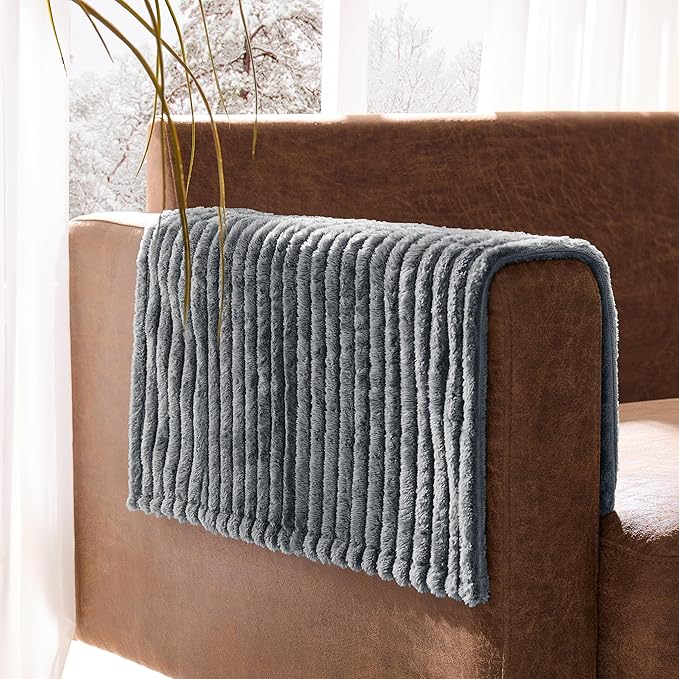 Meider 100% Waterproof Couch Arm Covers 2pcs, Fuzzy Chair Arm Covers Thick Soft Recliner Chair Armrest Protectors, Non-Slip Couch Armrest Cover Pet mats for Sofa (Titanium Gray, 22" x 22" 2 Pack)