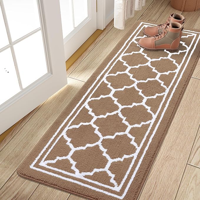 Buganda Runner Indoor Door Mat, Dirt-Resistant and Absorbent Doormat, Anti-Slip, Low Profile Floor Mats for Inside Entryway, Front, and Back Door Entrance (70x23 Inches, Brown)