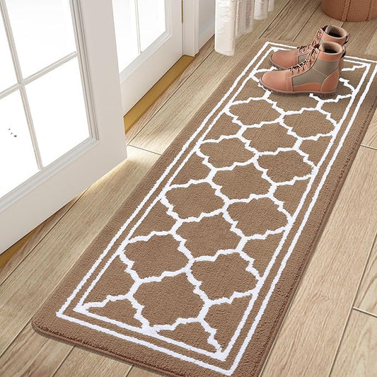 Buganda Runner Indoor Door Mat, Dirt-Resistant and Absorbent Doormat, Anti-Slip, Low Profile Floor Mats for Inside Entryway, Front, and Back Door Entrance (70x23 Inches, Brown)