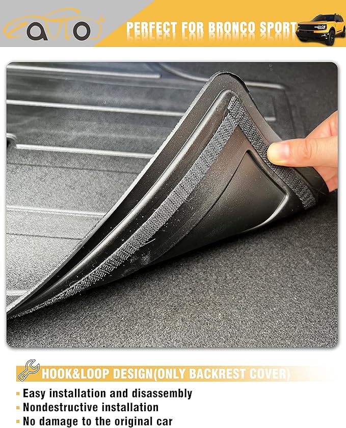 Cargo Liners Rear Trunk Mat for Ford Bronco Sport Accessories 2021 2022 2023 2024 2025 2026 with Hook&Loop All Weather Anti-Slip Split Dog Liner 3PCS