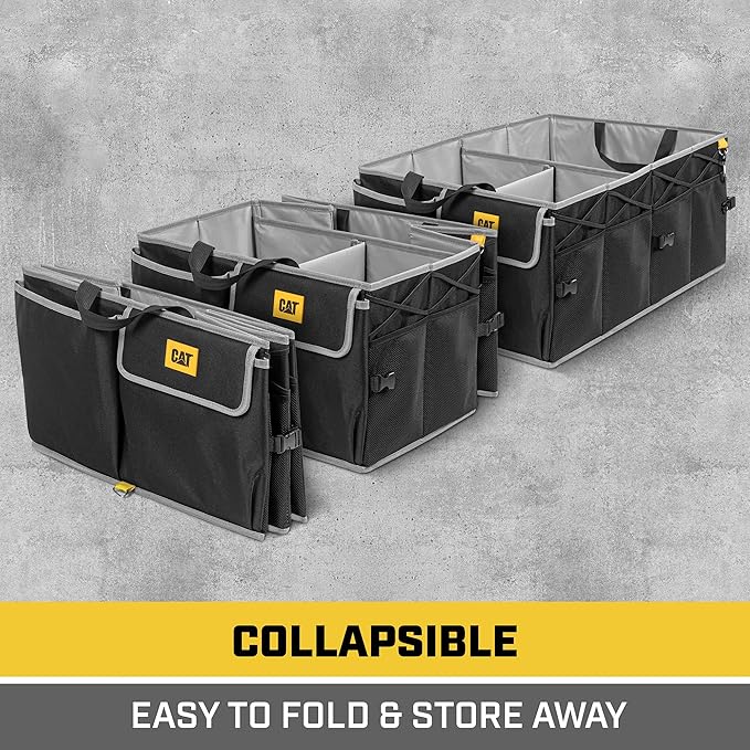 CAT FlexTrunk Car Trunk Organizer - Collapsible Multi-Compartment Storage for Groceries, Tools, and More - 23"L x 17"W x 11"H