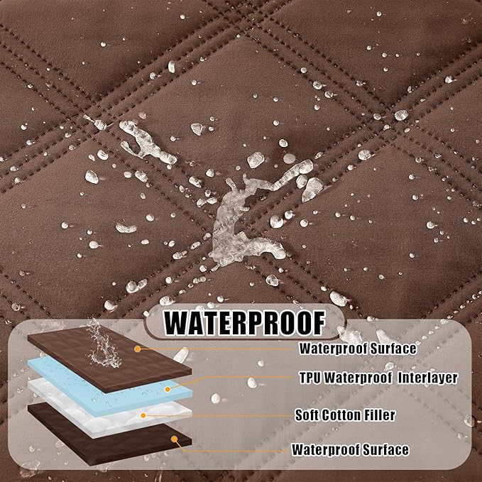 Smiry Waterproof Dog Bed Cover Blanket 52x82, Soft Reversible Pet Blanket, Washable Leakproof Cats Dogs Couch Cover for Sofa, Couch, Furniture, Lattice, Brown/Chocolate