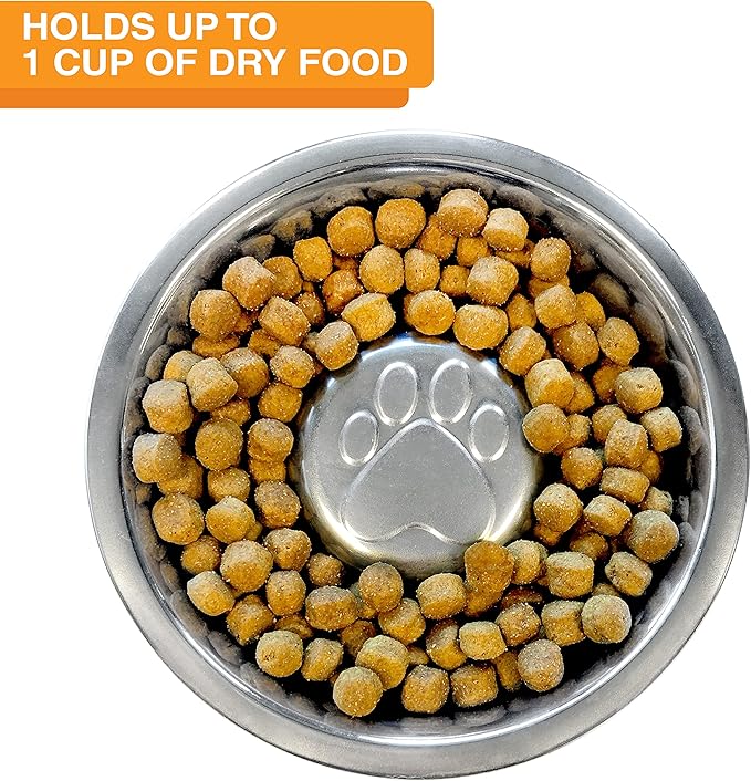 Neater Pet Brands Stainless Steel Slow Feed Dog Bowl for Fast Eating Medium Breed, Metal Slow Feeder Dog Bowl Fits in Medium Neater Feeder Deluxe, for Puppy or Dogs (19-40 lbs), 1 Cup Food Capacity
