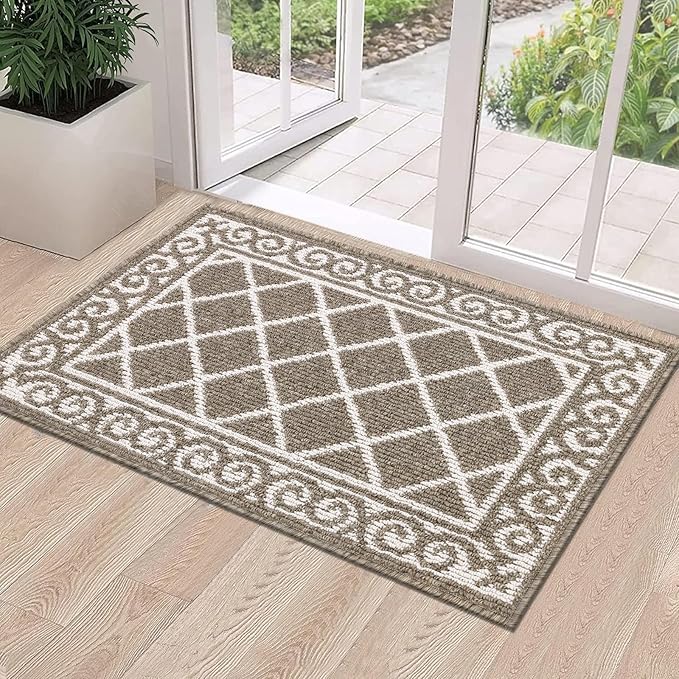 HEBE Indoor Door Mat 20''x32'' Non Slip Front Door Welcome Mats Washable Shoe Mats Dirt Trapper for Entryway Low Profile Kitchen Carpet for Entrance Hallways Entrance Mat for Dogs