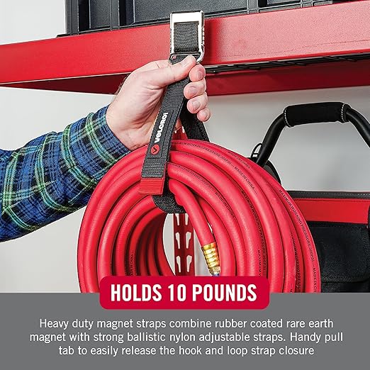 VELCRO Brand Magnetic Straps – Reusable Cord, Hose & Tool Organizer for Metal Surfaces, Valentine Gifts for Men - EASY HANG Garage, Workshop, RV Storage - Medium 16in x 1in