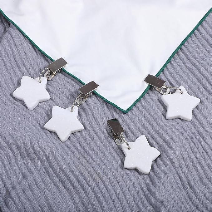12 Pack Tablecloth Weights, Table Cloth Pendant Stones with Metal Clips, Heavy Marble Tablecloth Hangers, Stainless Steel Table Covers Clamps for Decoration, Outdoor, Picnic, Family Dinner Party