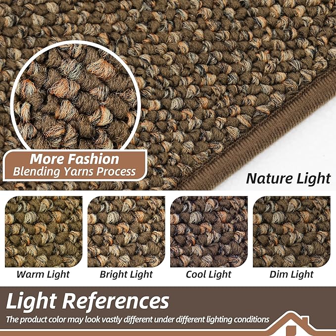 BEQHAUSE Dirt Trapper Door Mat 32" x 72", Non-Slip Washable Doormats Entrance Mat, Dirt Resistant and Absorbent Welcome Mat, Low Profile Floor Mats for Front Back Door and Entryway, Brown