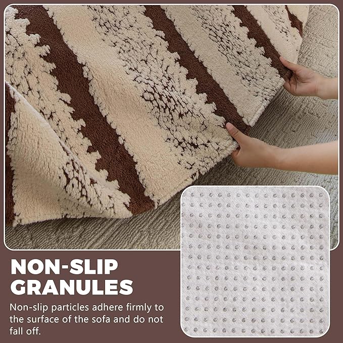 Sherpa Fleece Couch Cover for 2 Cushion Sofa, Brown, 71" x 118" – Pet Proof Sofa Covers, Heavy Duty, Scratch Resistant, Pet Friendly Furniture Cover – Easy Install, Machine Washable