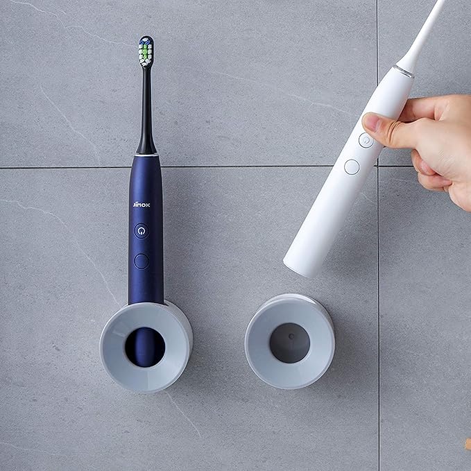 Electric Toothbrush Holder, Wall Mounted for Shower Space-Saving, Bathroom Storage Organizer Caddy for Kids, Decor (1, Grey)