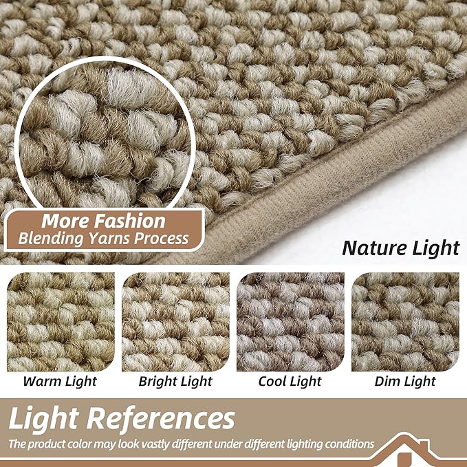 BEQHAUSE Dirt Trapper Door Mat 17"x30", Non-Slip Doormats (Rolled-Up NO Creases) Washable Entryway Rugs, Dirt Resist and Absorbent Welcome Mat, Low Profile Floor Mats for Front Back Door, Light Beige
